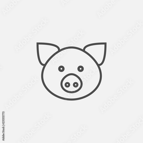 Pig face icon isolated on white background. Vector illustration.
