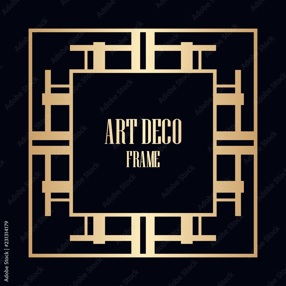 Art deco vintage border, frame. Retro design vector illustration
