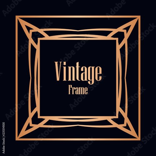 Art deco vintage border, frame. Retro design vector illustration