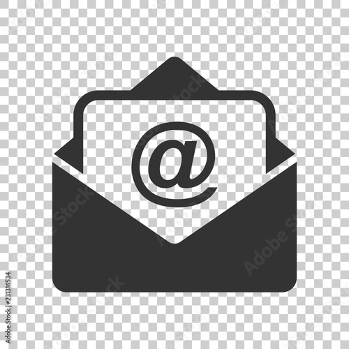 Mail envelope icon in flat style. Email message vector illustration on isolated background. Mailbox e-mail business concept. photo