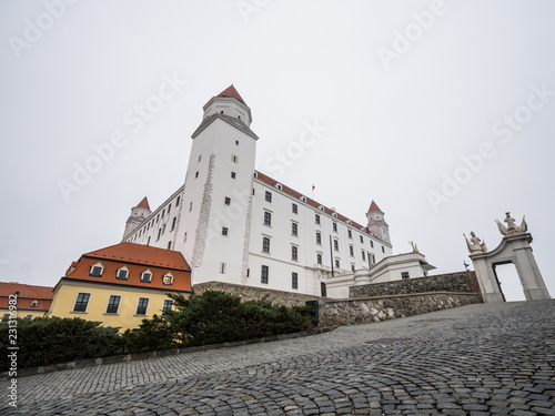 Photography Bratislava castle in Winter. Slovakia.