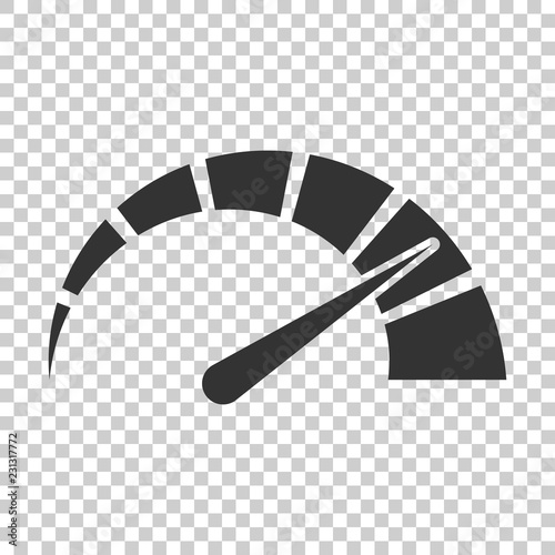 Meter dashboard icon in flat style. Credit score indicator level vector illustration on isolated background. Gauges with measure scale business concept.