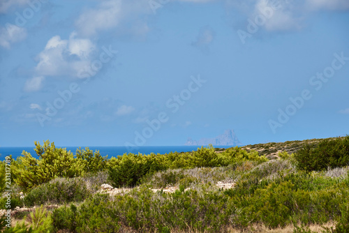 Beach of Formentera with turquoise sea Mediterranean of Balearic islands