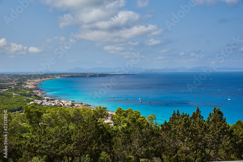 Beach of Formentera with turquoise sea Mediterranean of Balearic islands © remore
