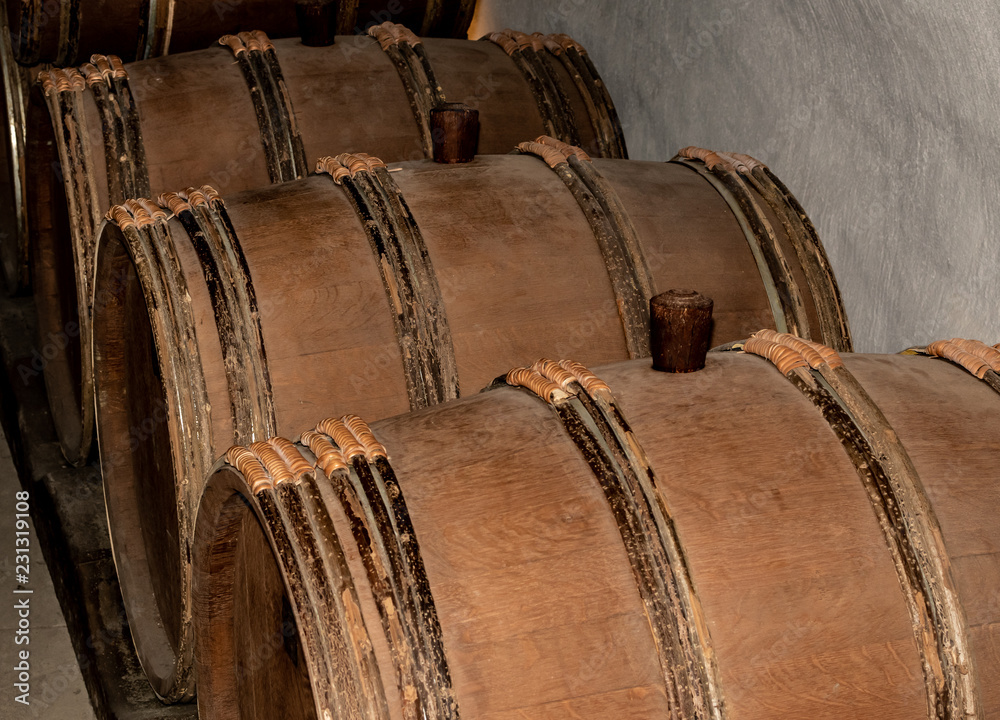 old barrels from the middle ages