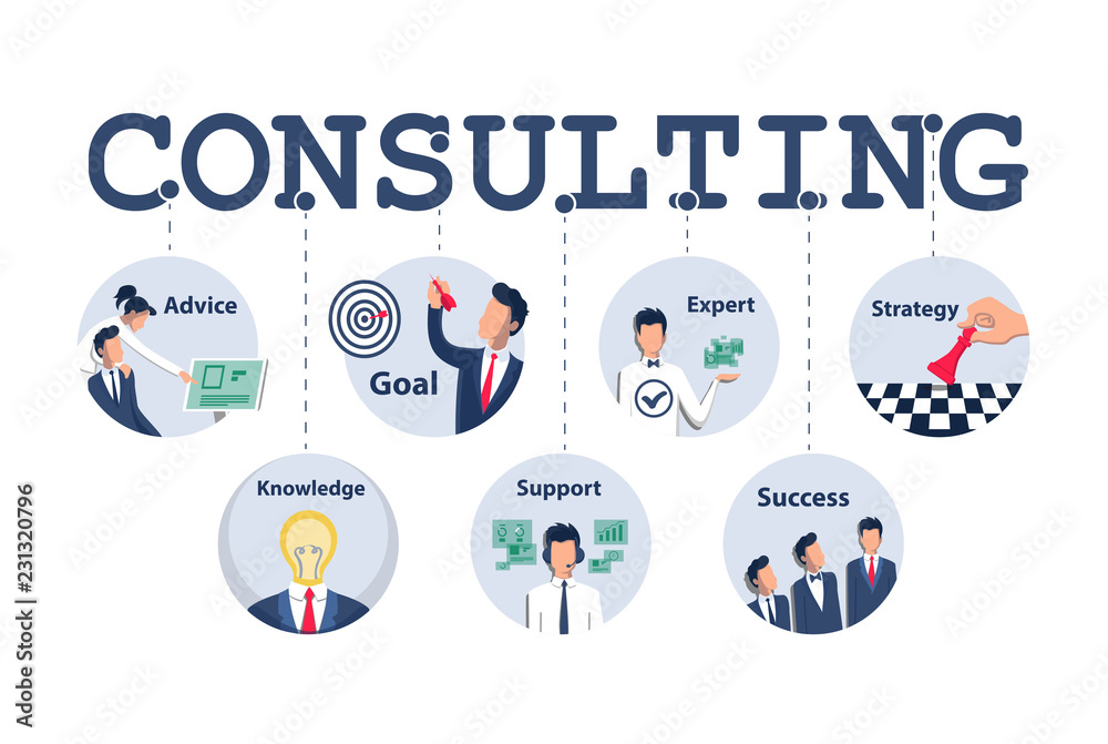 Consulting concept design for business, planning, strategy etc. Vector illustration