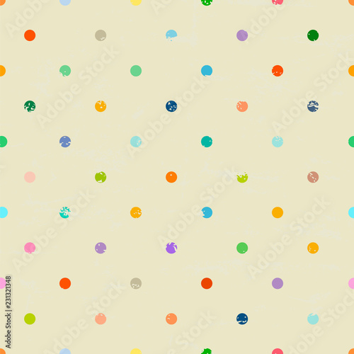 seamless polka dot background pattern with grunge texture, vector illustration,