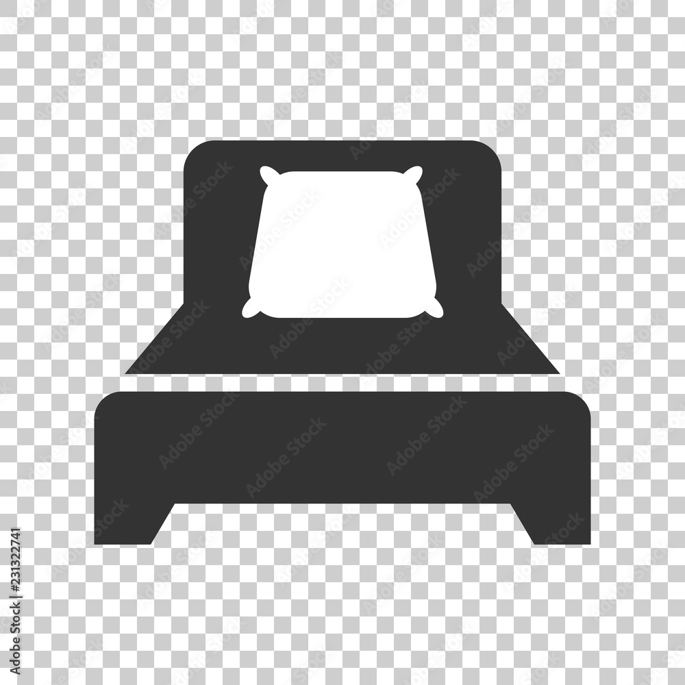 Bed icon in flat style. Sleep bedroom vector illustration on isolated background. Relax sofa business concept. Bed icon in flat style. Sleep bedroom vector illustration on isolated background. Relax sofa business concept.