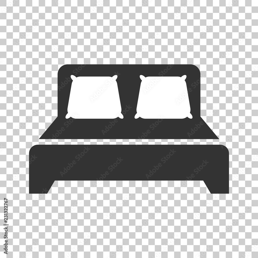 Bed icon in flat style. Sleep bedroom vector illustration on isolated background. Relax sofa business concept. Bed icon in flat style. Sleep bedroom vector illustration on isolated background. Relax sofa business concept.