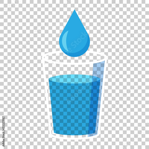 Water glass icon in flat style. Soda glass vector illustration on isolated background. Liquid water business concept.