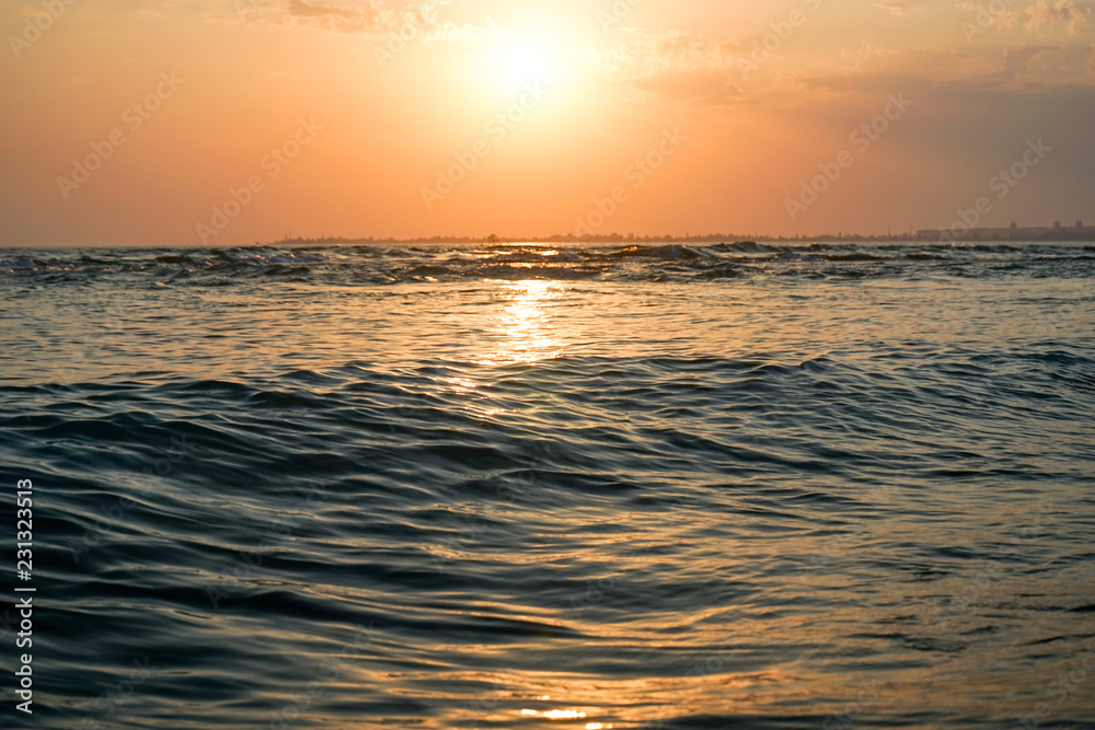 seascape with a magnificent sunset over the sea.