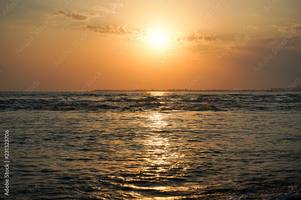 seascape with a magnificent sunset over the sea.