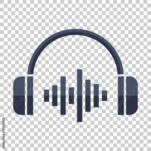 Headphone headset icon in flat style. Headphones vector illustration on isolated background. Audio gadget business concept.