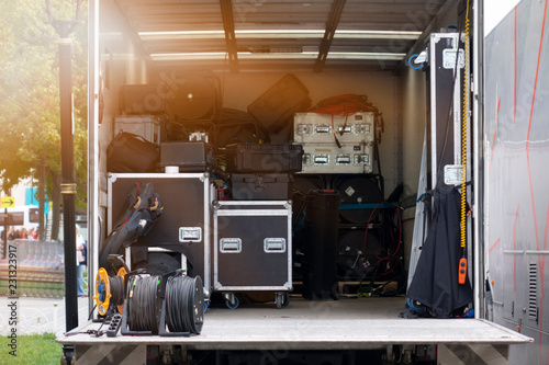 stage equipment for a concert in van