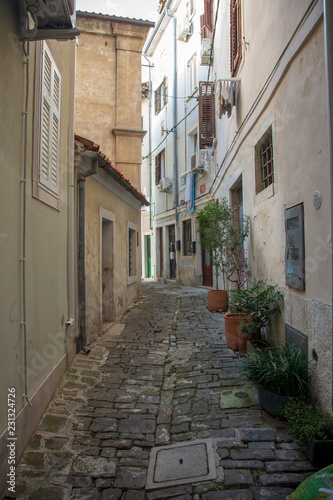 Narrow Piran street Slovenia © evalco