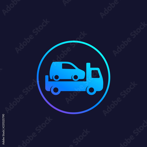 Car towing truck icon in circle