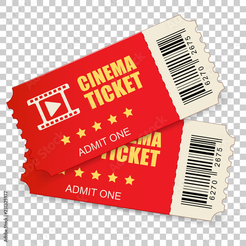 Realistic cinema ticket icon in flat style. Admit one coupon entrance vector illustration on isolated background. 3d ticket business concept.