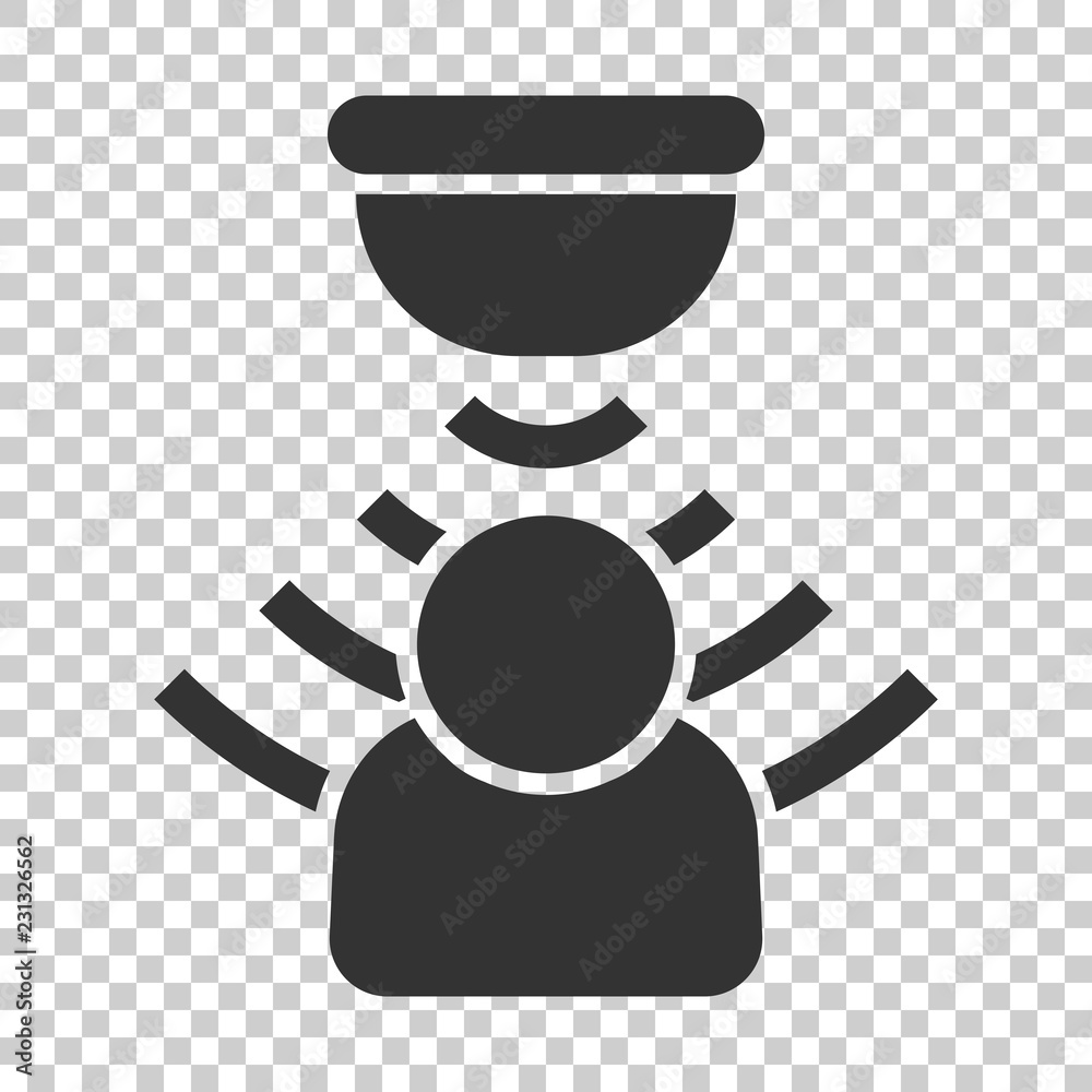Motion sensor icon in flat style. Sensor waves with man vector illustration on isolated background. People security connection business concept. Motion sensor icon in flat style. Sensor waves with man vector illustration on isolated background. People security connection business concept.