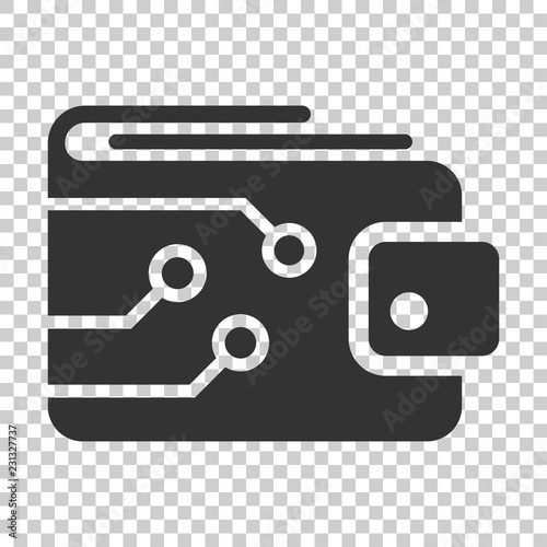 Digital wallet icon in flat style. Crypto bag vector illustration on isolated background. Online finance, e-commerce business concept.