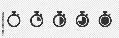 Set of Timer vector icons on transparent background. Countdown Timer vector icons photo