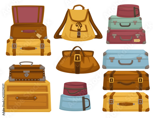 Bag and baggage of different shapes and color