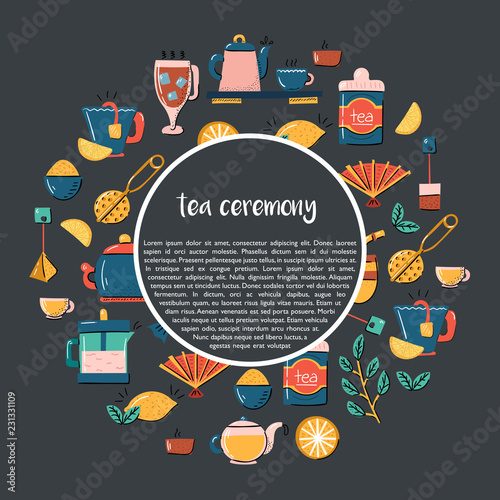 Vector cartoon tea ceremony background