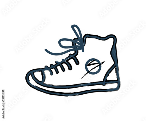 Shoes Sneakers Monochrome Icon in Line Art Style