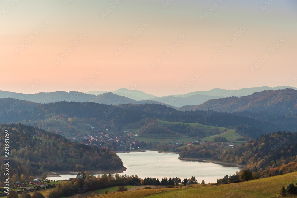 Fototapeta premium Dawn in Polish Bieszczady Mountains wich is a part of the Carpathian Mountain