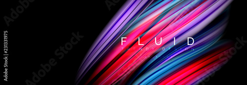 Mixing color waves on black, liquid flowing shapes