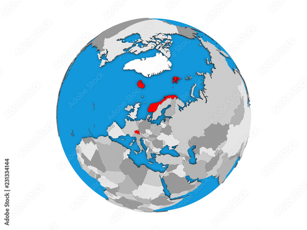 EFTA countries on blue political 3D globe. 3D illustration isolated on white background. EFTA countries on blue political 3D globe. 3D illustration isolated on white background.