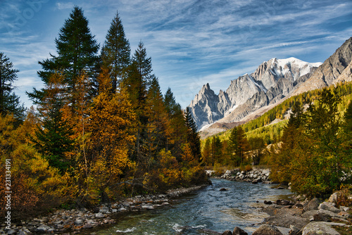 The river in the valley, autumn ladscape
