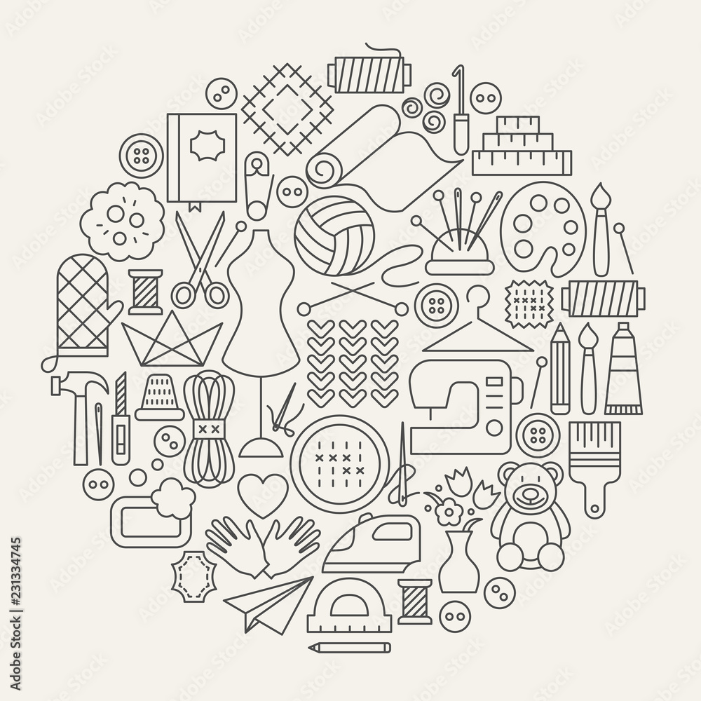 Handmade Line Icons Circle Handmade Line Icons Circle