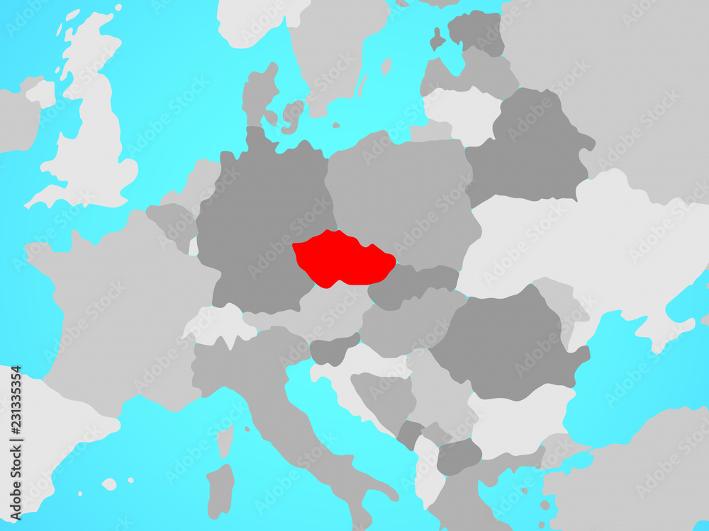Czech republic on blue political globe.