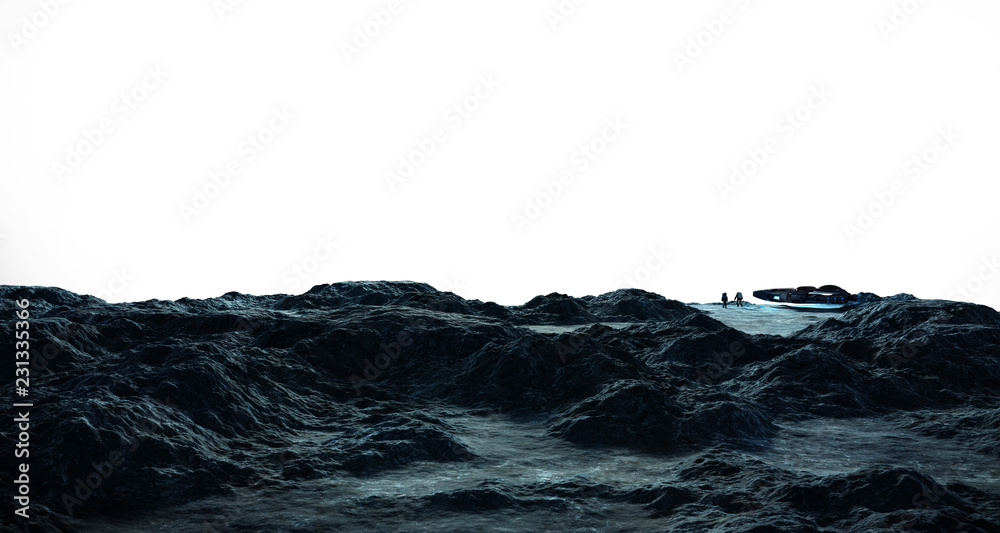 Fototapeta premium Astronauci badający asteroidę jako elementy renderowania 3D tego obrazu dostarczone przez NASA