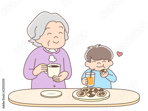 コーヒータイム_おばあちゃんと孫1