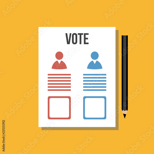 paper sheet with 2 vote choice - red and blue