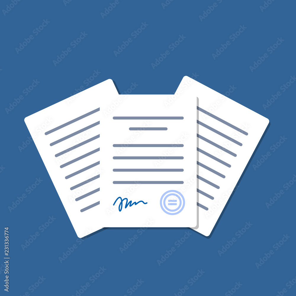 Office documents isolated. Financial papers. Stack of paperwork. Important papers. Business writing blank. Documentation vector.