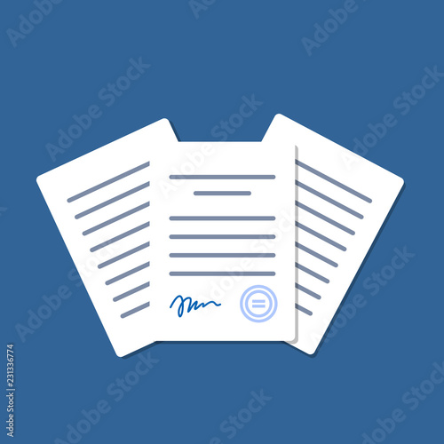 Office documents isolated. Financial papers. Stack of paperwork. Important papers. Business writing blank. Documentation vector. © Belozersky
