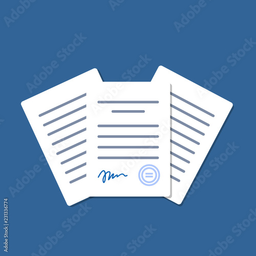 Office documents isolated. Financial papers. Stack of paperwork. Important papers. Business writing blank. Documentation vector.