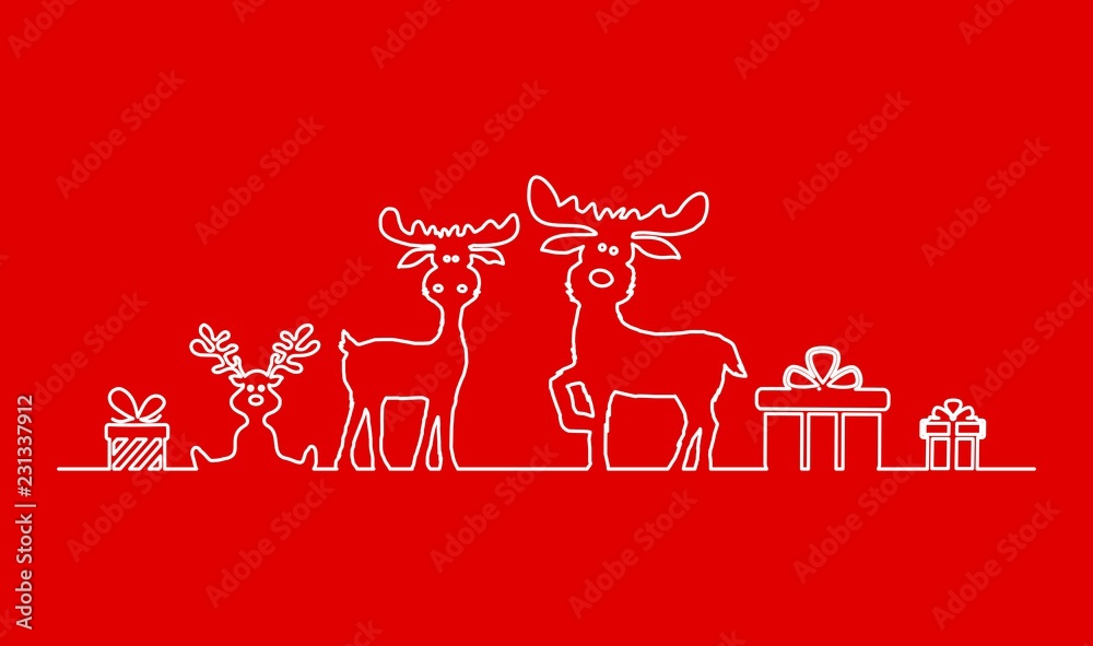 Fototapeta premium Silhouette Christmas Reindeers