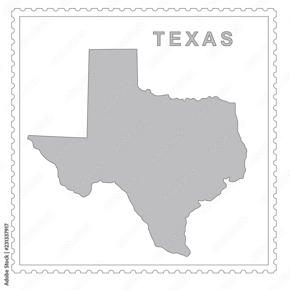 texas state map on the postage stamp vector