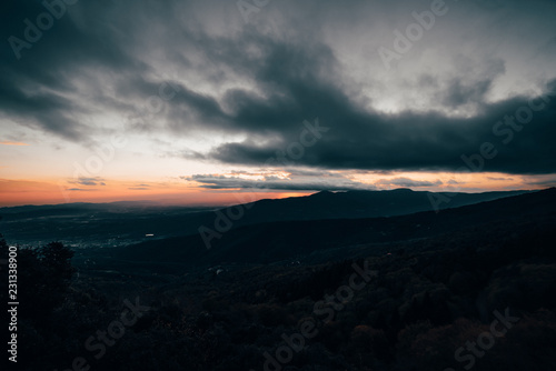 Natural sunset in a brown mountain