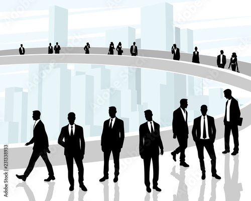 Black silhouettes of business people