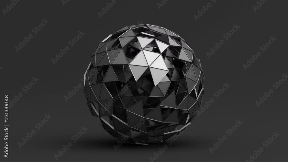 Abstract 3d rendering of geometric shape. Modern looped animation background with polygonal sphere. Seamless motion design. 4k UHD Abstract 3d rendering of geometric shape. Modern looped animation background with polygonal sphere. Seamless motion design. 4k UHD