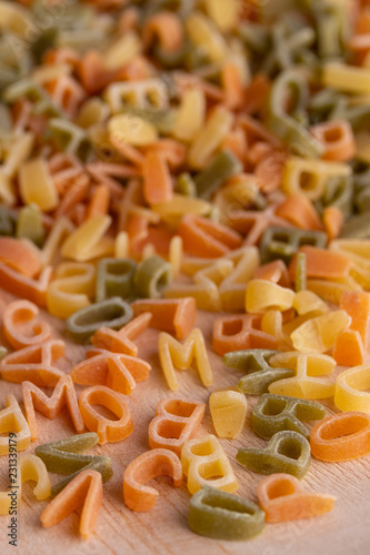 photo created from pasta in the form of a letter - pasta.