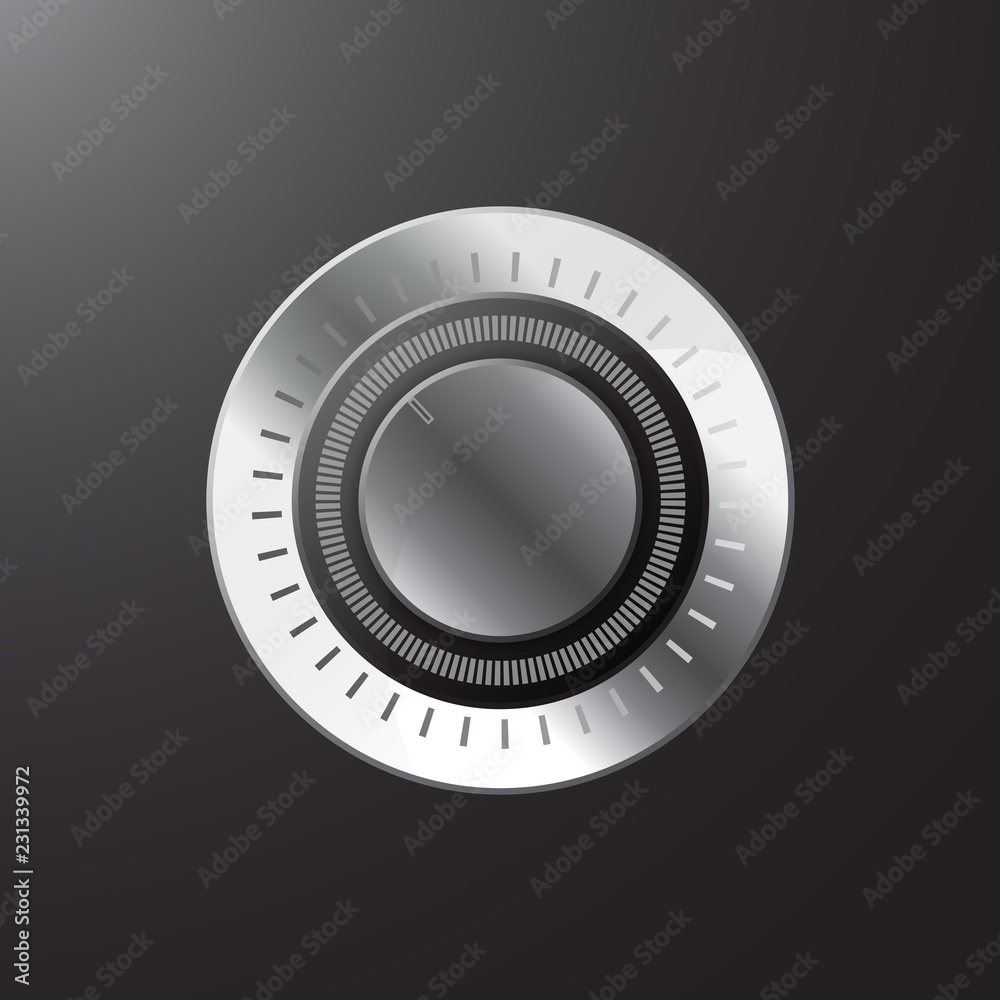 Manual control knob metal, volume settings, sound control. Vector illustration. Manual control knob metal, volume settings, sound control. Vector illustration.