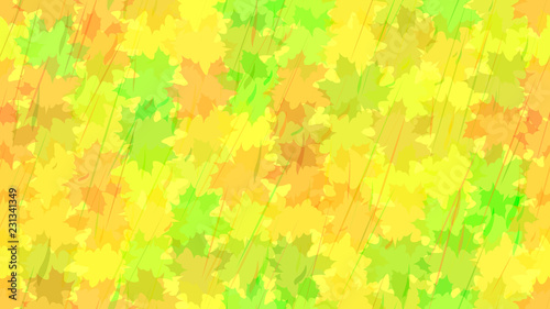 Flying maple leaves, spray of rain. Autumn background. The idea of design of tiles, wallpaper, packaging, textiles, background.