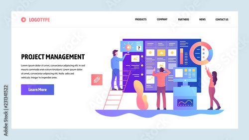 Vector web site design template. Agile project management and business teamwork. Landing page concepts for website and mobile development. Modern flat illustration.