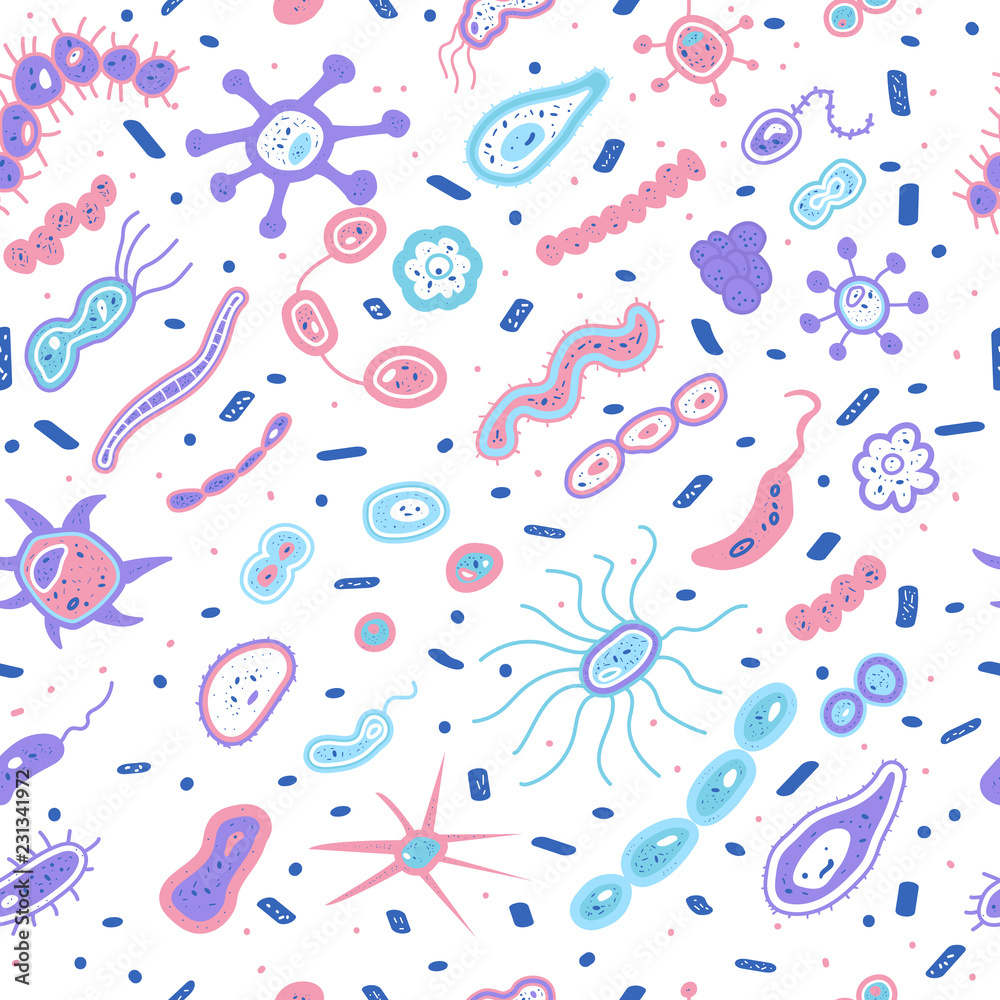 Vector bacterias cells seamless pattern. Vector bacterias cells seamless pattern.