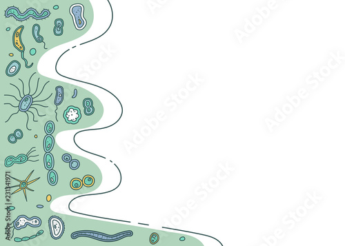 Bacteria cells set composition. Vector illustration.